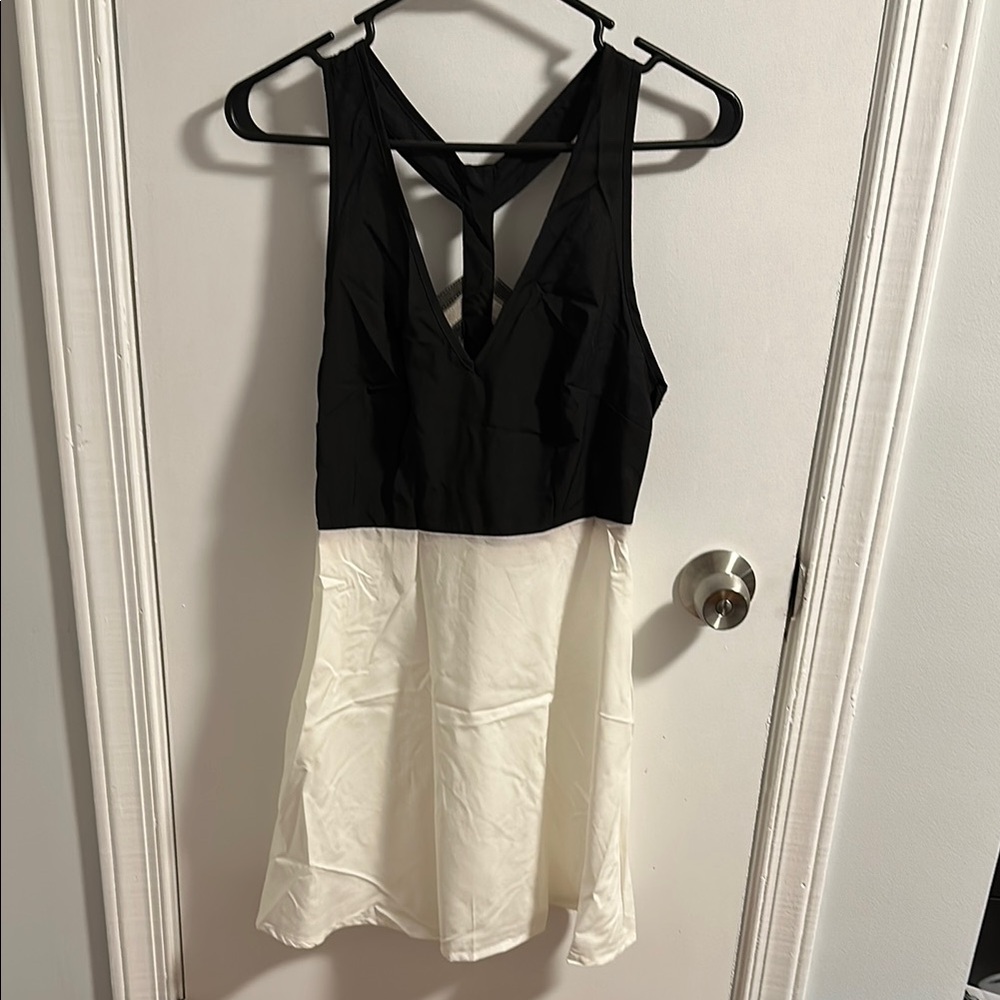 Black and White Sleeveless Dress